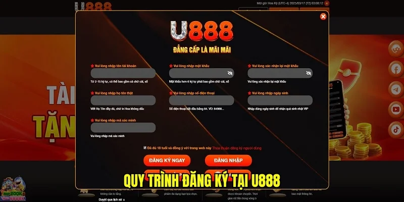 Quy trình đăng ký tại U888